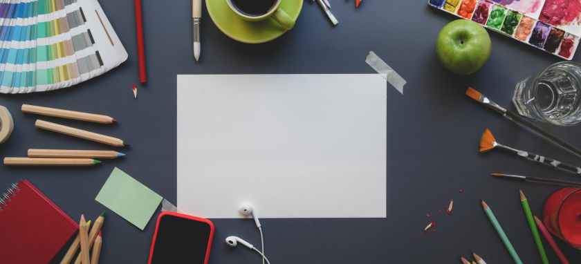 flat lay composition with empty paper